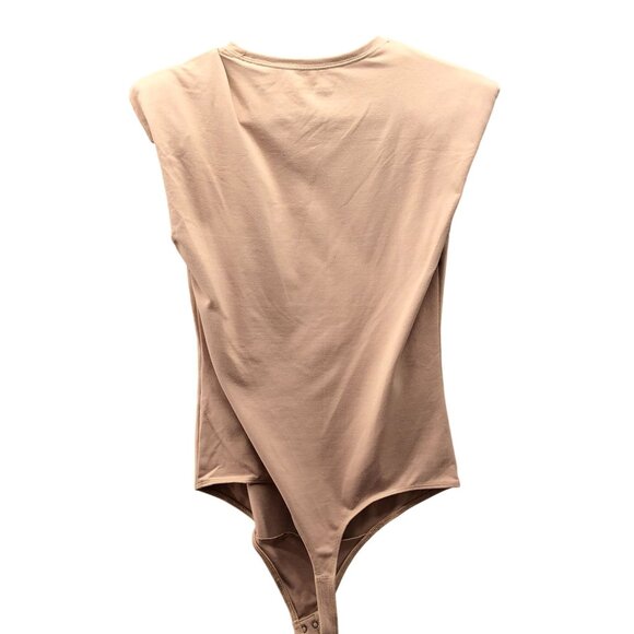 Abercrombie & Fitch Sleeveless Bodysuit Womens M Soft AF Tan Crewneck Padded - Picture 2 of 8